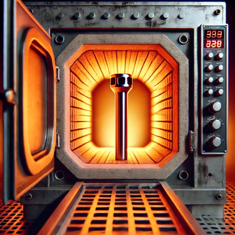 heat treatment furnace with a metal pin part placed inside